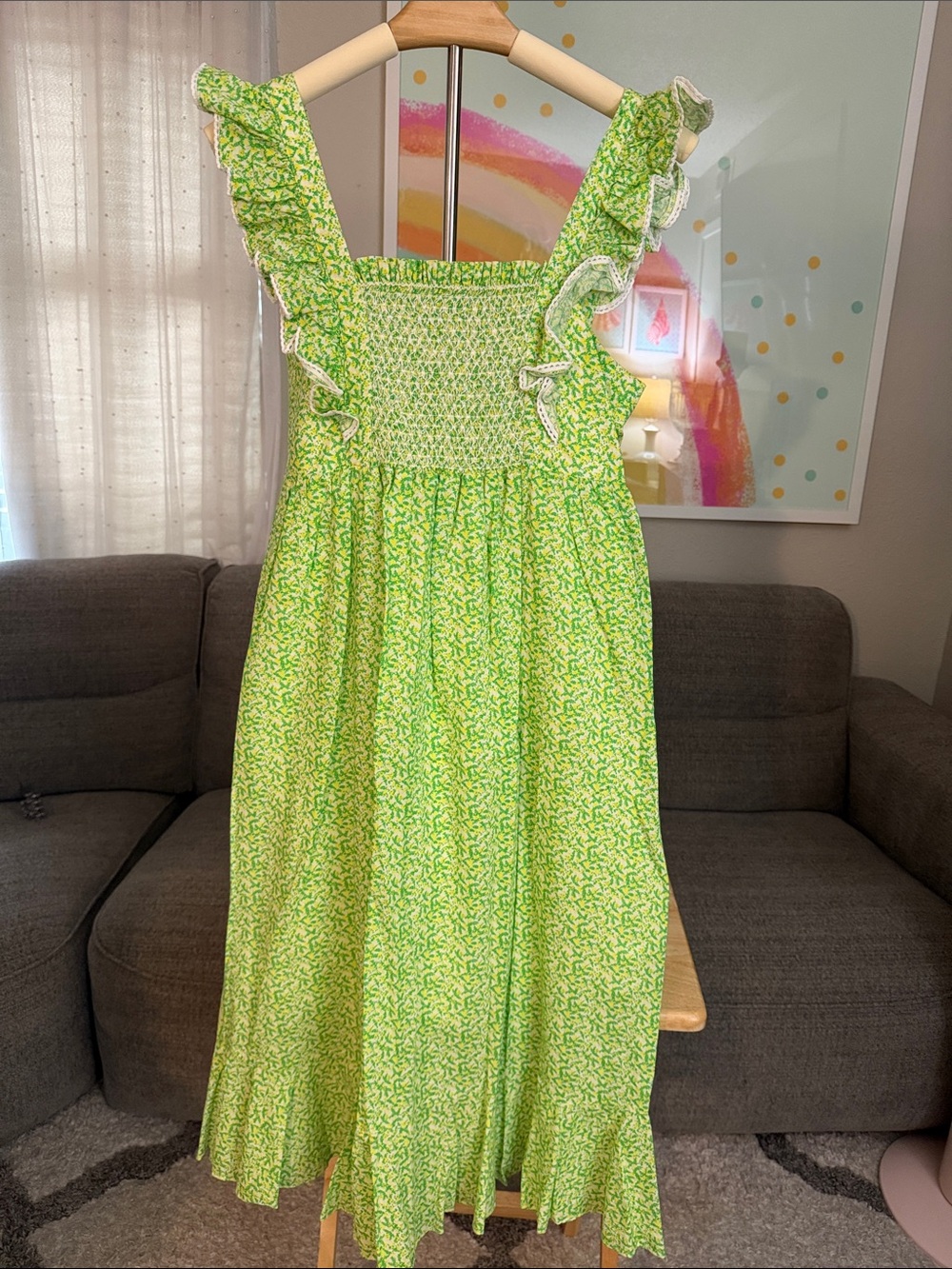 Tuckernuck Lime Green Smocked Ruffle Sundress